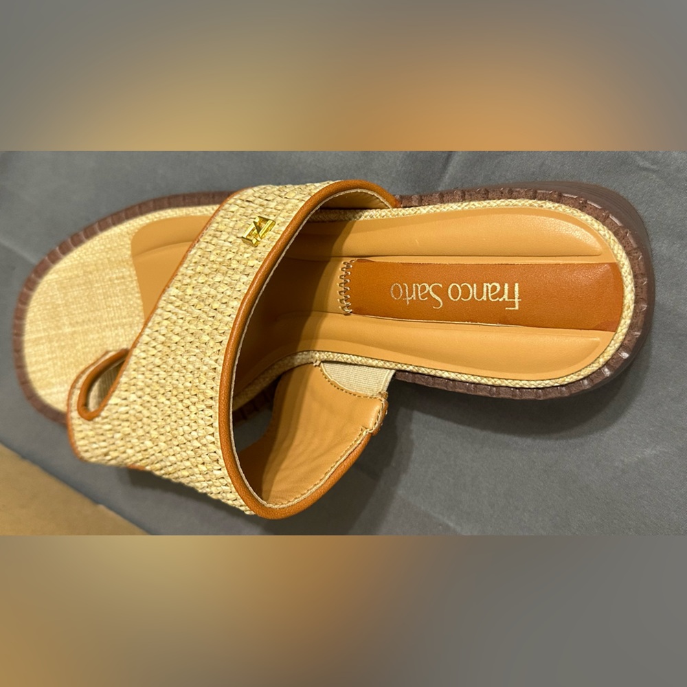 Franco Sarto Sia Slide Sandals in Natural Beige Raffia - Picture 6 of 8